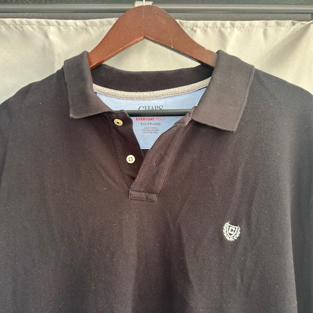 Men's Black Polo Shirt Chaps Every day Polo